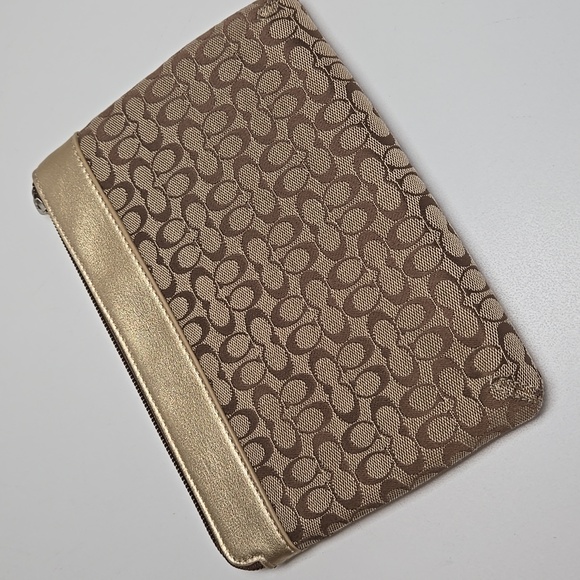 Coach Metalic Gold-Tone/ Brown Clutch - Picture 5 of 10